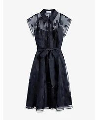 Hobbs London Women's Tess Sheer Polka Dot Shirt Dress