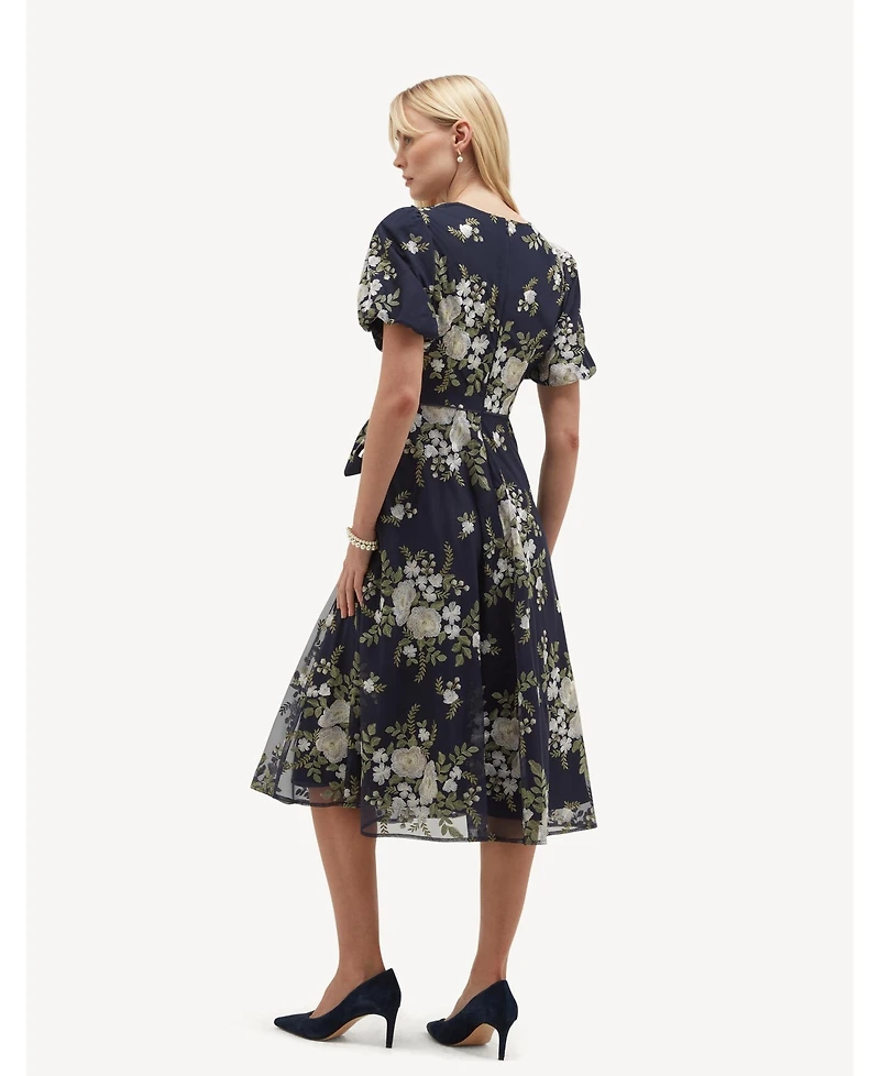 Hobbs London Women's Ira Embroidered V-Neck Midi Dress