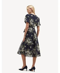 Hobbs London Women's Ira Embroidered V-Neck Midi Dress