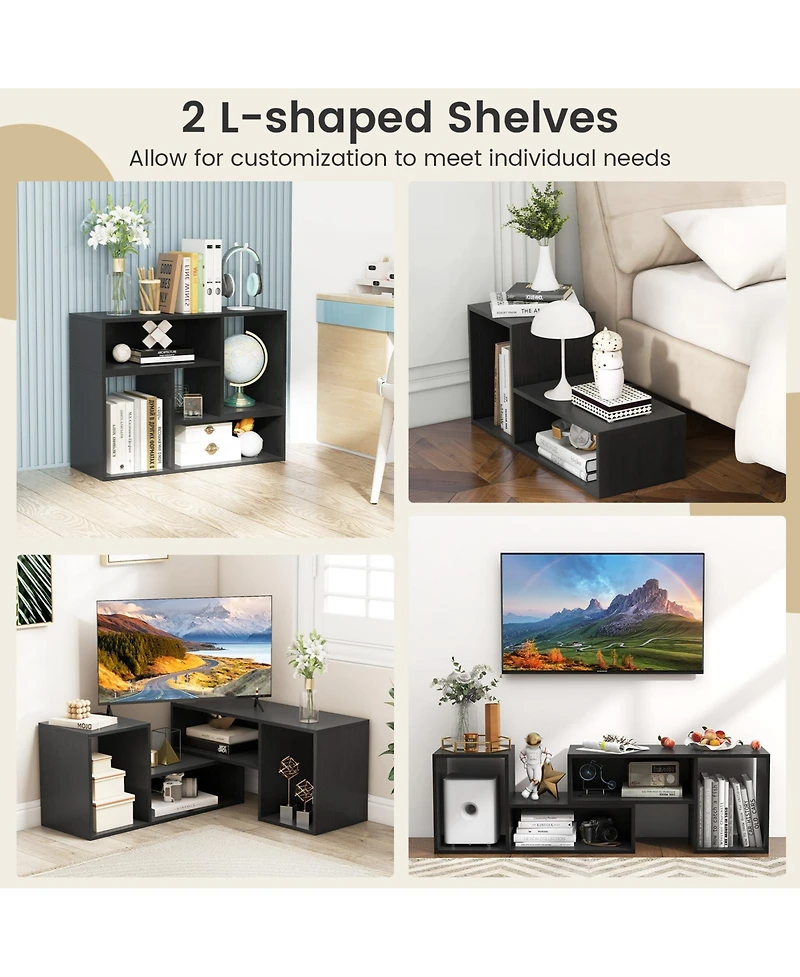 Slickblue 2 Piece Adjustable Tv Stand for TVs up to 55 Inch with Storage Cubes