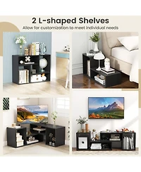 Slickblue 2 Piece Adjustable Tv Stand for TVs up to 55 Inch with Storage Cubes