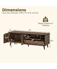 Slickblue Tv Stand for 65" TVs Rustic Entertainment Cabinet