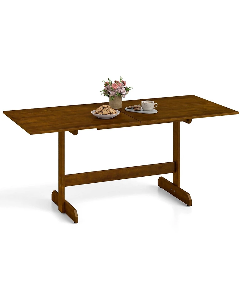 Slickblue Wooden Kitchen Dining Table for 6-8 People with Rubber Wood Legs