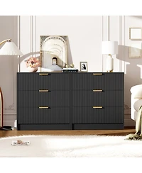 gaomon Fluted Drawers Dresser For Bedroom, Wide Modern Chest of with Metal Handles, Living Room, Entryway