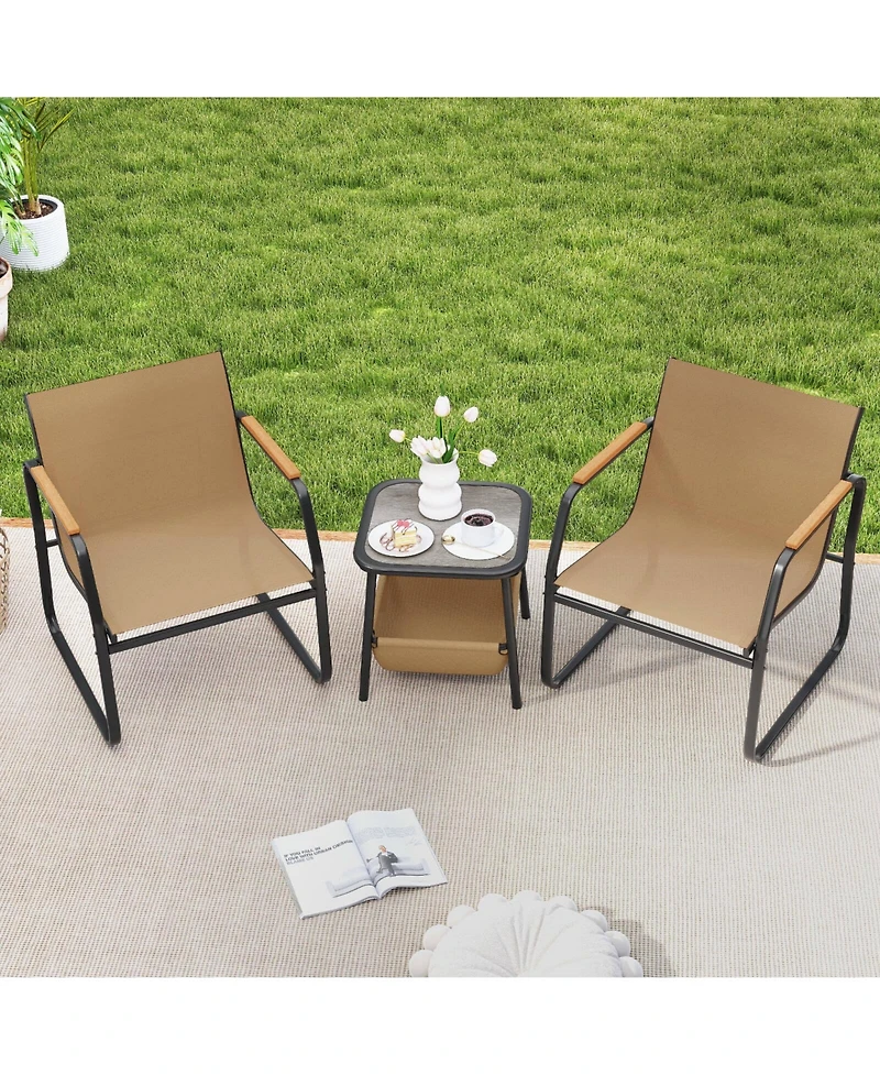 Costway Patio Furniture Set with Breathable Mesh Fabric and Metal Frame Garden