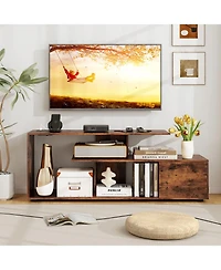 Slickblue 60 Inch Entertainment Center Tv Stand with Power Outlet and Storage