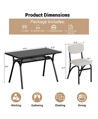homfan 4-Piece Compact Dining Set, Boucle Upholstered Chairs, Engineered Wood Table with Storage Shelf for Small Home