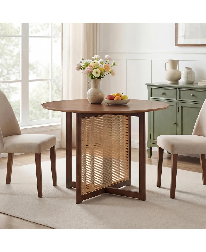 Slickblue Kitchen Round Table with Cross Pedestal Base for 2-4 People