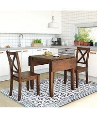 Boyel Living 3-Piece Wood Drop Leaf Breakfast Nook Dining Table Set with 2 X-back Chairs for Small Places