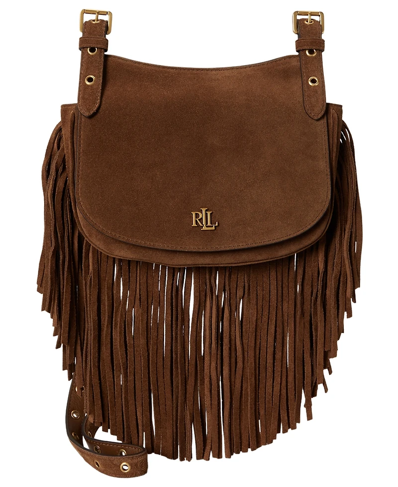 Lauren Ralph Lauren Marcy Fringe Trim Small Crossbody Handbag