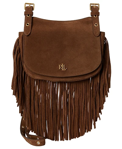 Lauren Ralph Lauren Marcy Fringe Trim Small Crossbody Handbag