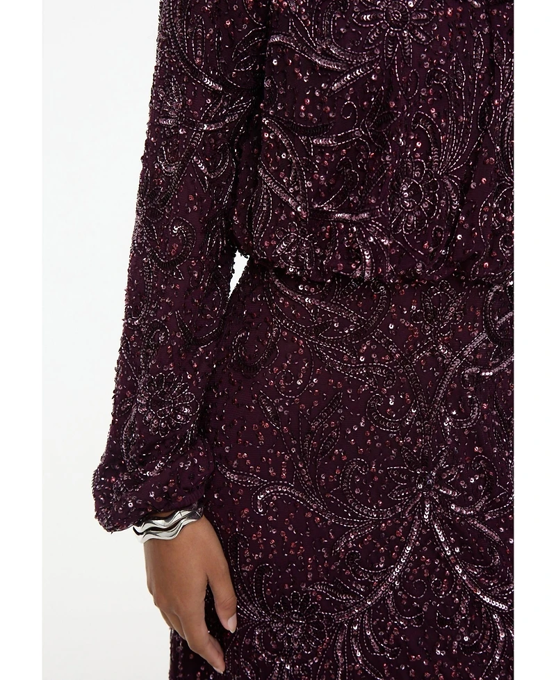 Maryisa Women's Modest Embellished Sequin Dress