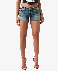 True Religion Women's Pierced Joey Low Rise Cutoff Flap Shorts