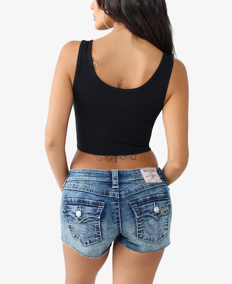 True Religion Women's Rib Notch Tank Top