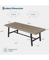 gaomon Industrial 86.61" Long Kitchen Dining Table for Dinner, Kitchen, Dining Room