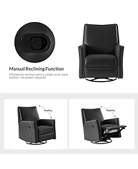 Hulala Home Jerseyville Transitional Leather Swivel Rocker Manual Recliner