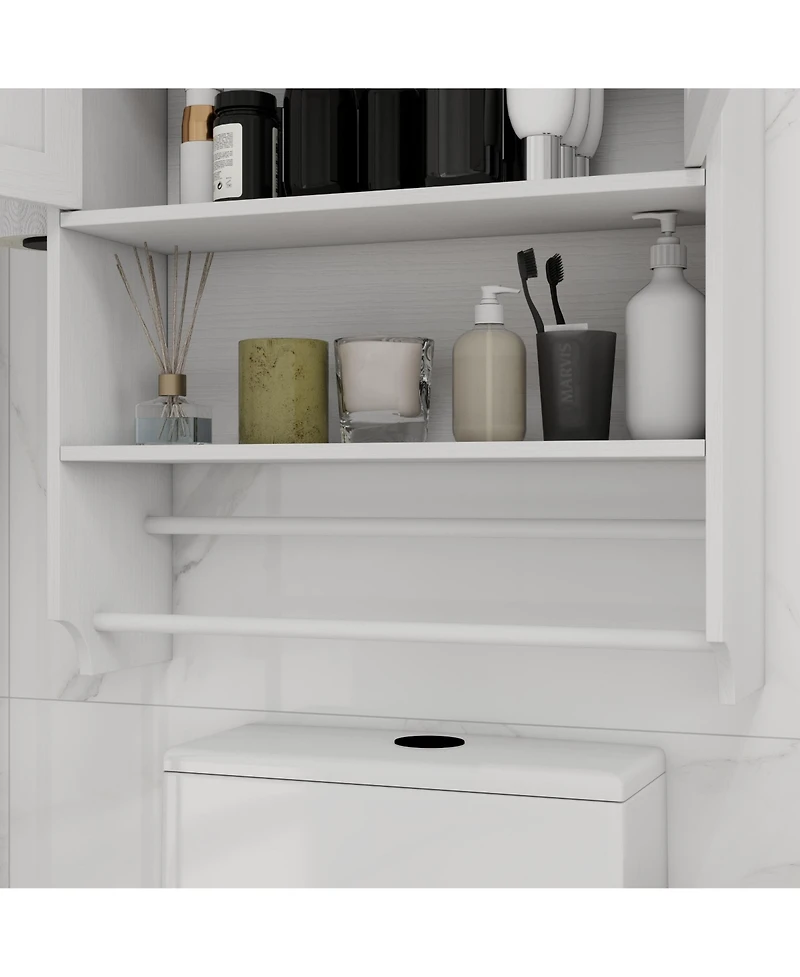 Phying Over The Toilet Storage Cabinet Bathroom Wall Mounted Medicine Cabinet Towel Bar and Paper Holder Multipurpose Bathroom Organizer Cabinet
