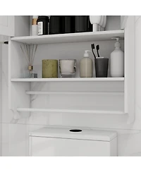 Phying Over The Toilet Storage Cabinet Bathroom Wall Mounted Medicine Cabinet Towel Bar and Paper Holder Multipurpose Bathroom Organizer Cabinet