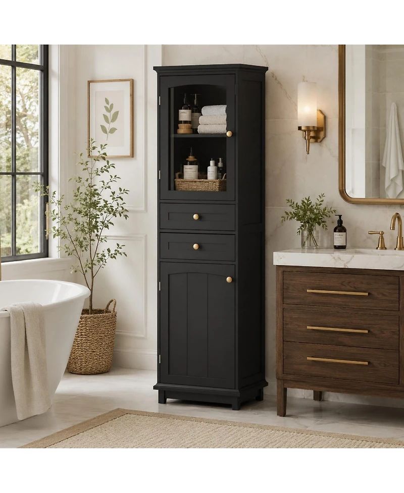 Phying 63 Inch Tall Bathroom Storage Cabinet Free Standing Cabinet Modern Display Organizer Cabinet for Home Bathroom Living Room Entryway