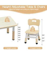 homfan Height Adjustable Kids Table with 4 Chairs, Graffiti Tabletop, Anti-Slip Legs, Arts and Crafts Furniture, Home, Daycare, Classroom