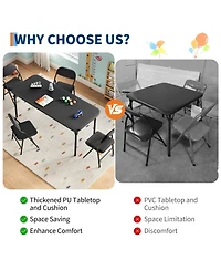 homfan 5 Piece Folding Kids Table and Chairs Set Children's Activity