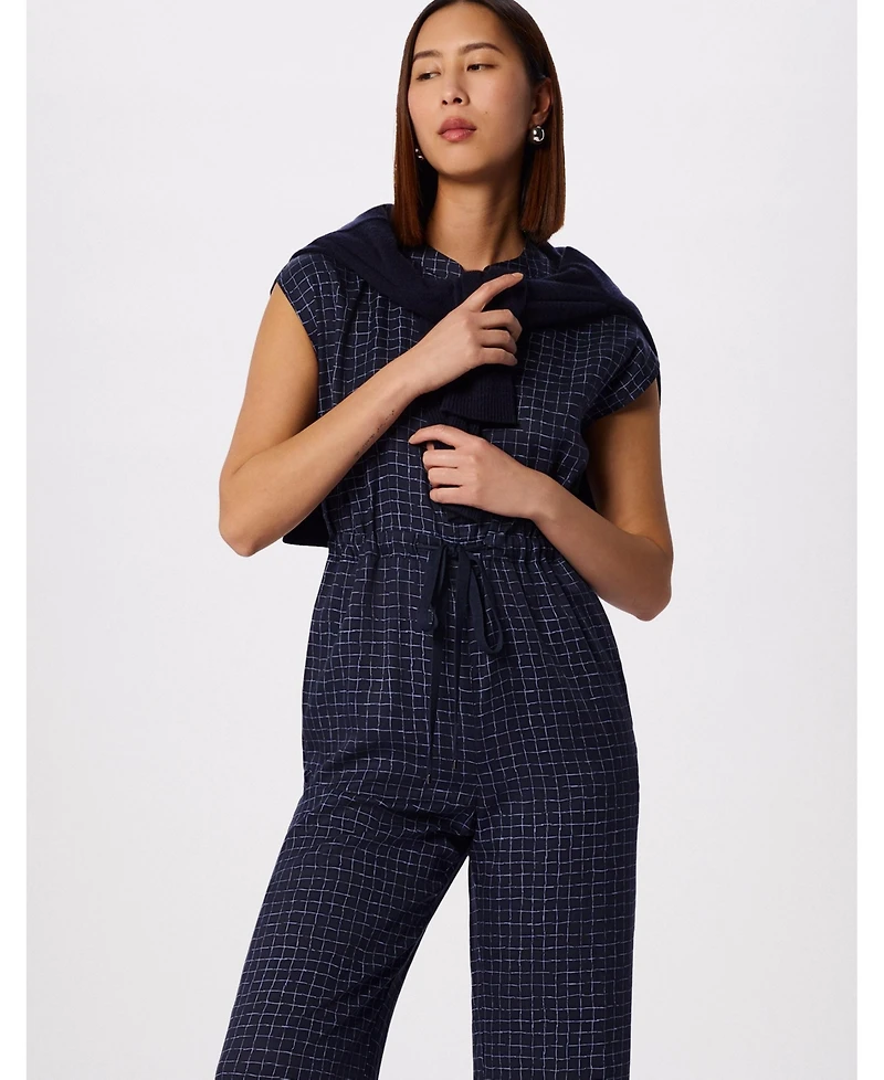 Whistles Women's Grid Print Sleeveless Jumpsuit