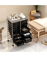 Slickblue 15-Drawer Rolling Organizer Cart with Metal Frame for Craft and Office Storage