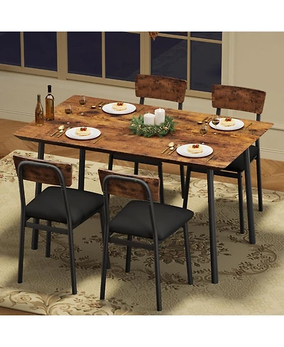 gaomon Kitchen Dining Table Set for 4 with 4 Upholstered Chairs for Dining, Kitchen Room, Apartment