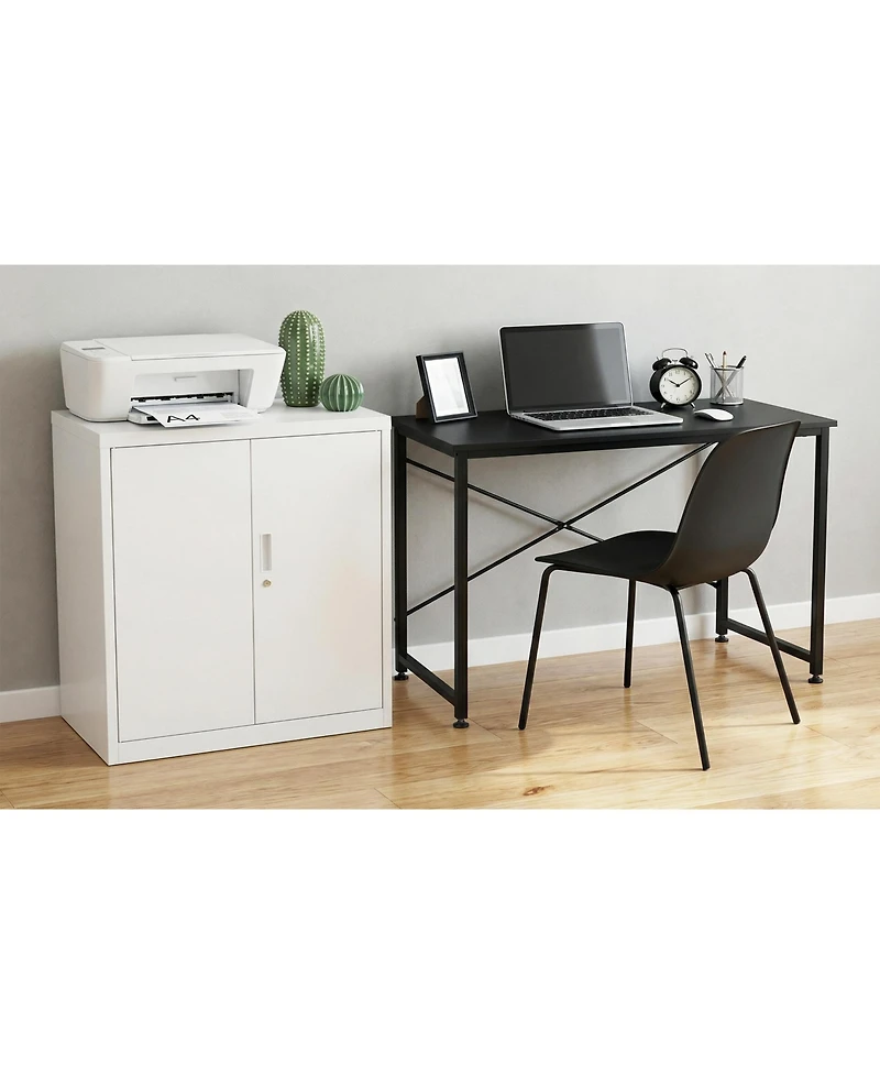 homfan Steel Storage Cabinet with Lock 36inch Tall Filing Locker 2 Adjustable Shelves - Secure Metal Organizer for Office, Home