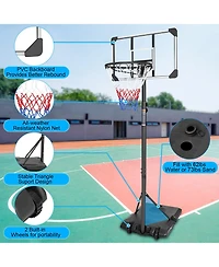 Zeny Portable Basketball Goal System with Stable Base and Wheels, use for Indoor Outdoor teenagers youth height adjustable 5.6 to 7ft Hoop