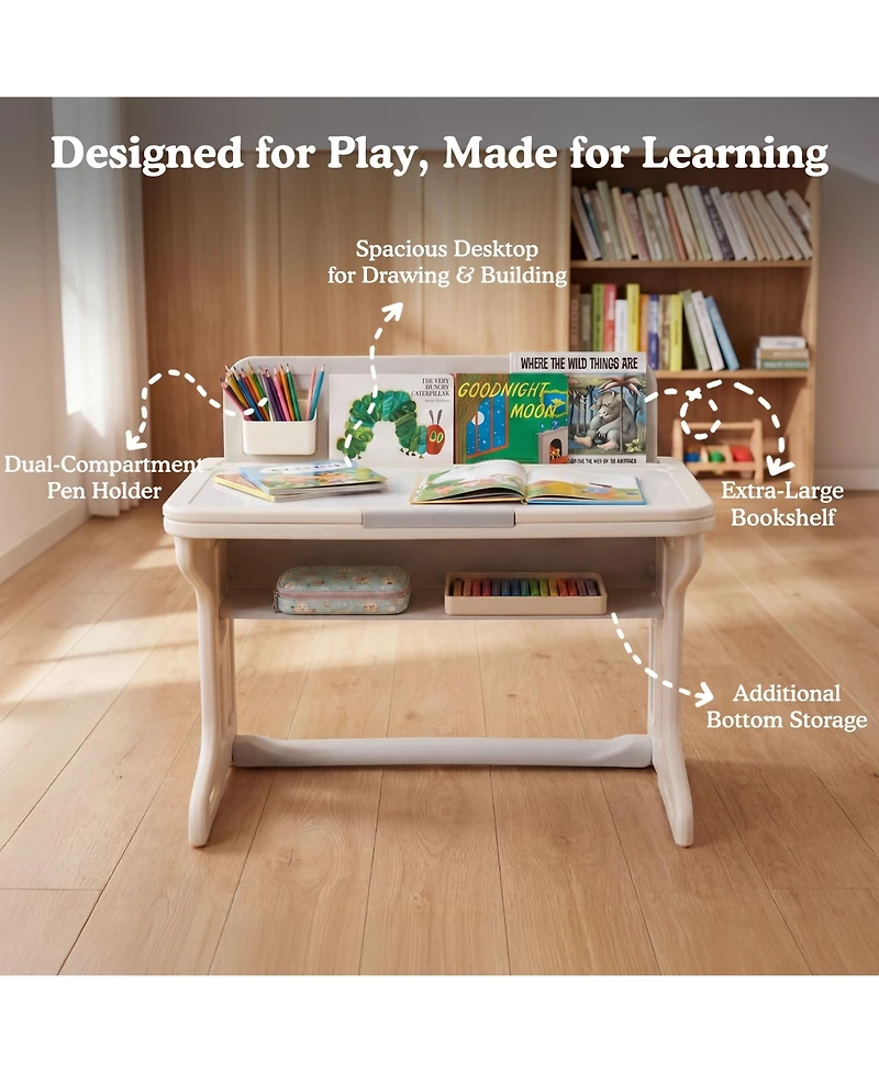 Kinder King Kids Table and Chair Set, Activity Desk for Drawing, Reading, Building Blocks, and Play