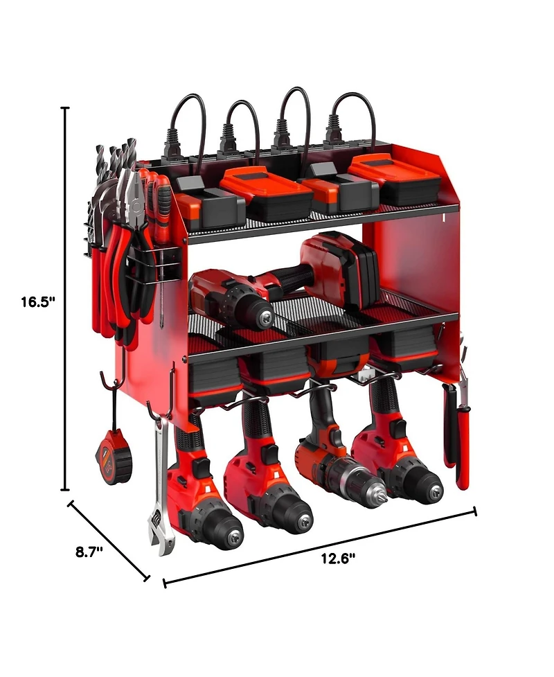 Xdovet Power Tool Organizer Wall Mount Charging Station 8 Outlet Heavy Duty Rack Holder Gift