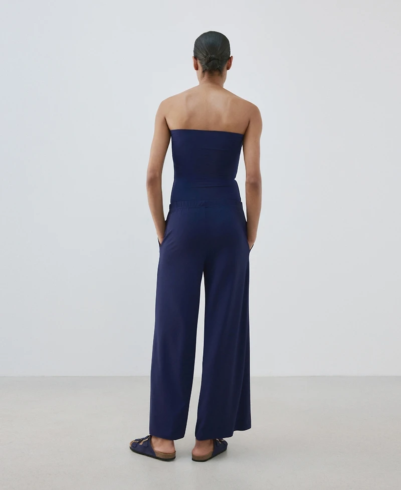 Mango Women's Elastic Waist Flowy Pants