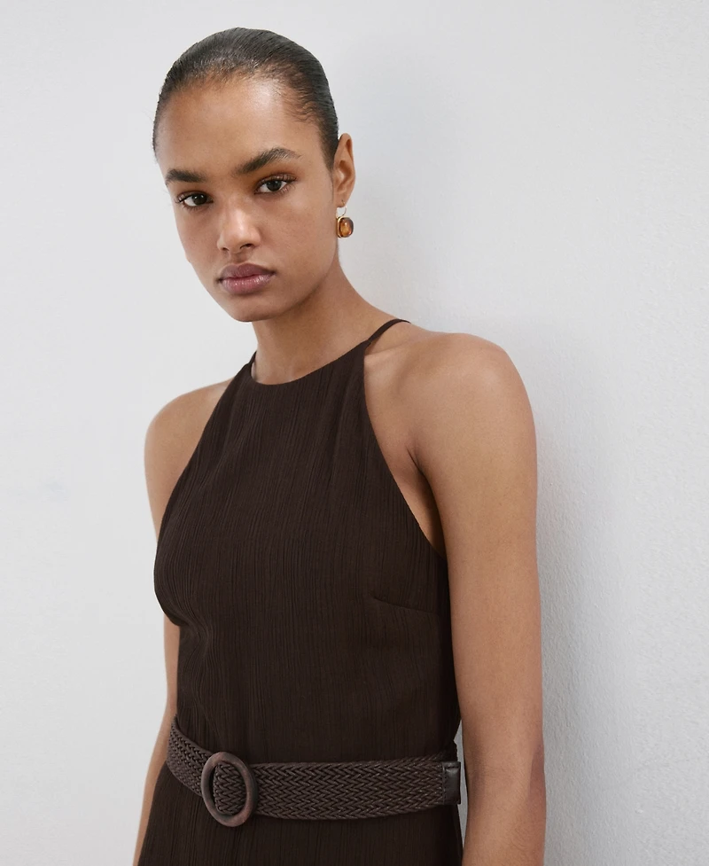 Mango Women's Belt Halter-Neck Jumpsuit