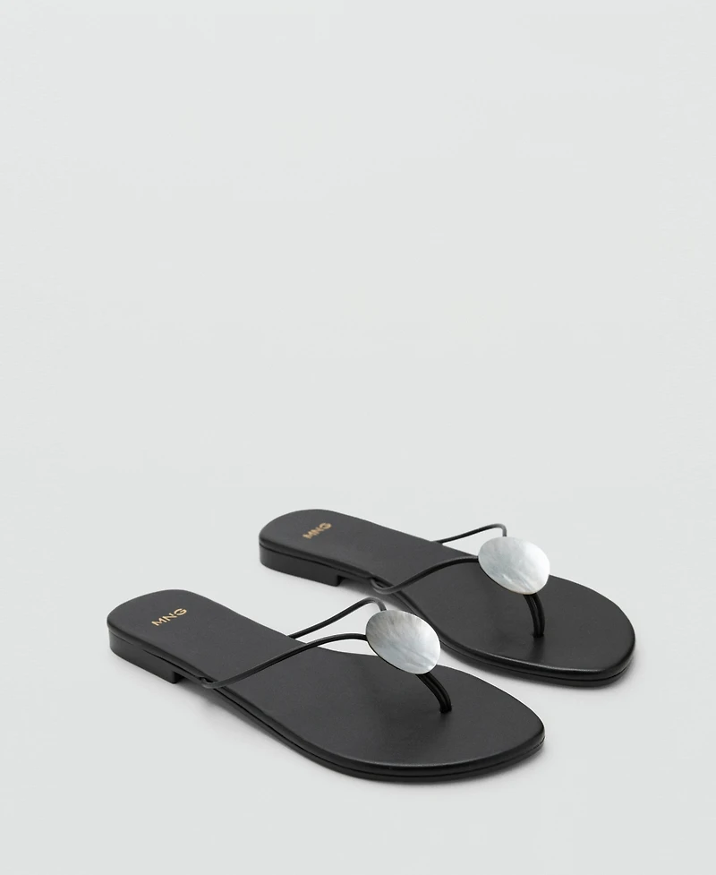 Mango Women's Shell Detail Leather Sandals