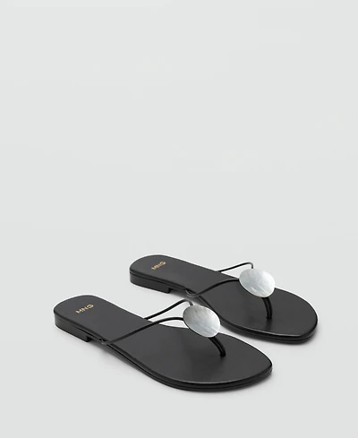 Mango Women's Shell Detail Leather Sandals