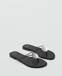 Mango Women's Shell Detail Leather Sandals