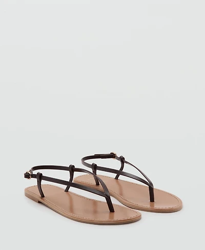 Mango Women's Wide Strap Leather Sandals