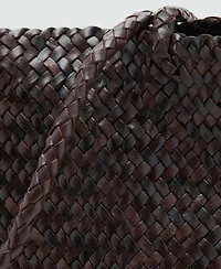 Mango Women's Woven Leather Shopper Bag