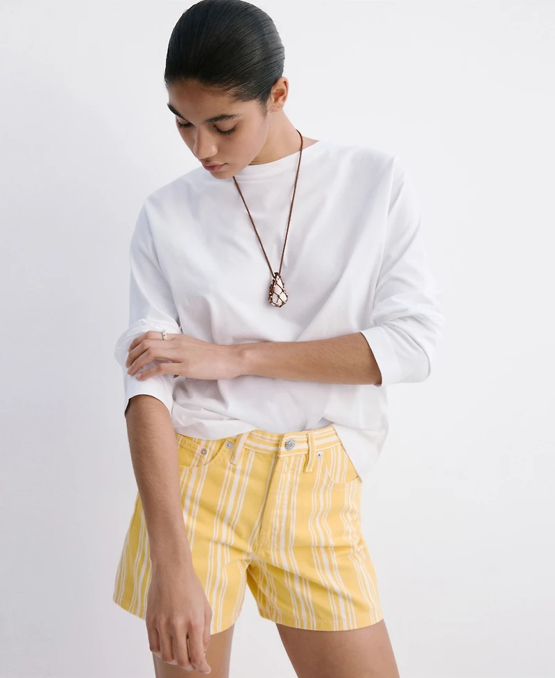 Mango Women's Striped Straight-Fit Shorts