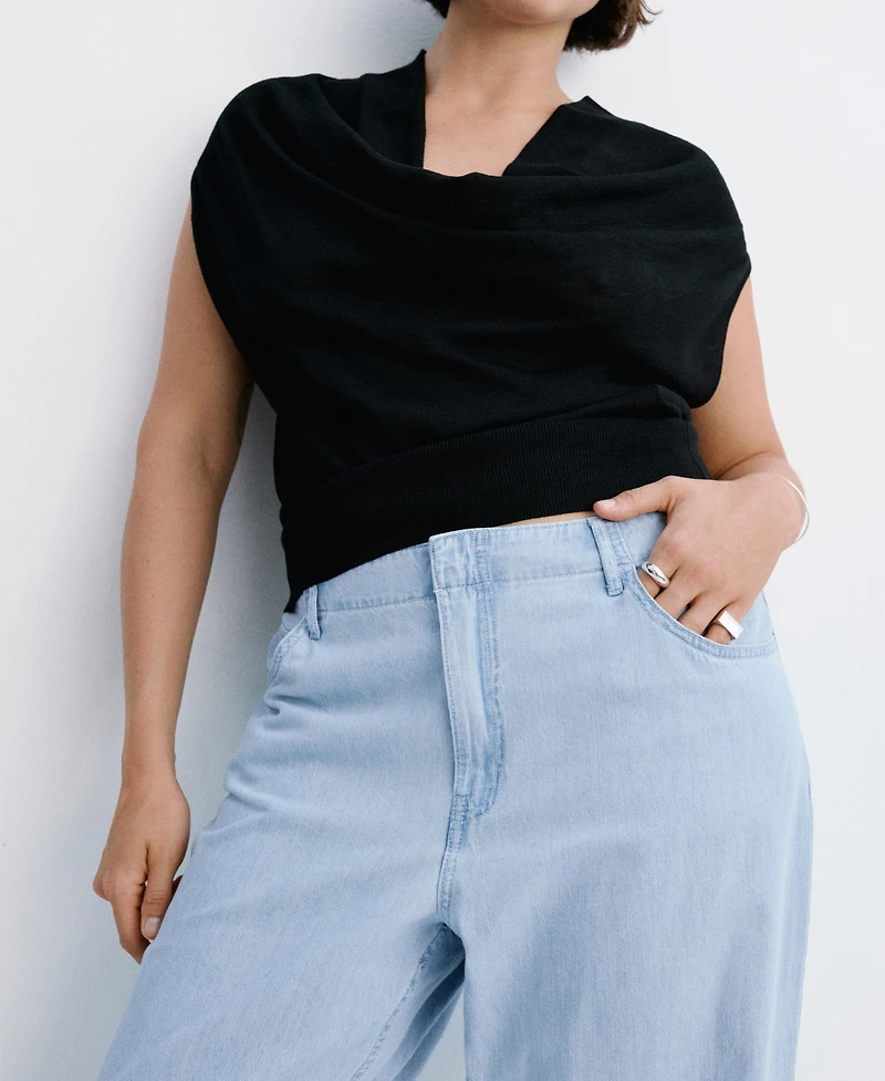 Mango Women's Wide Leg Mid-Rise Jeans