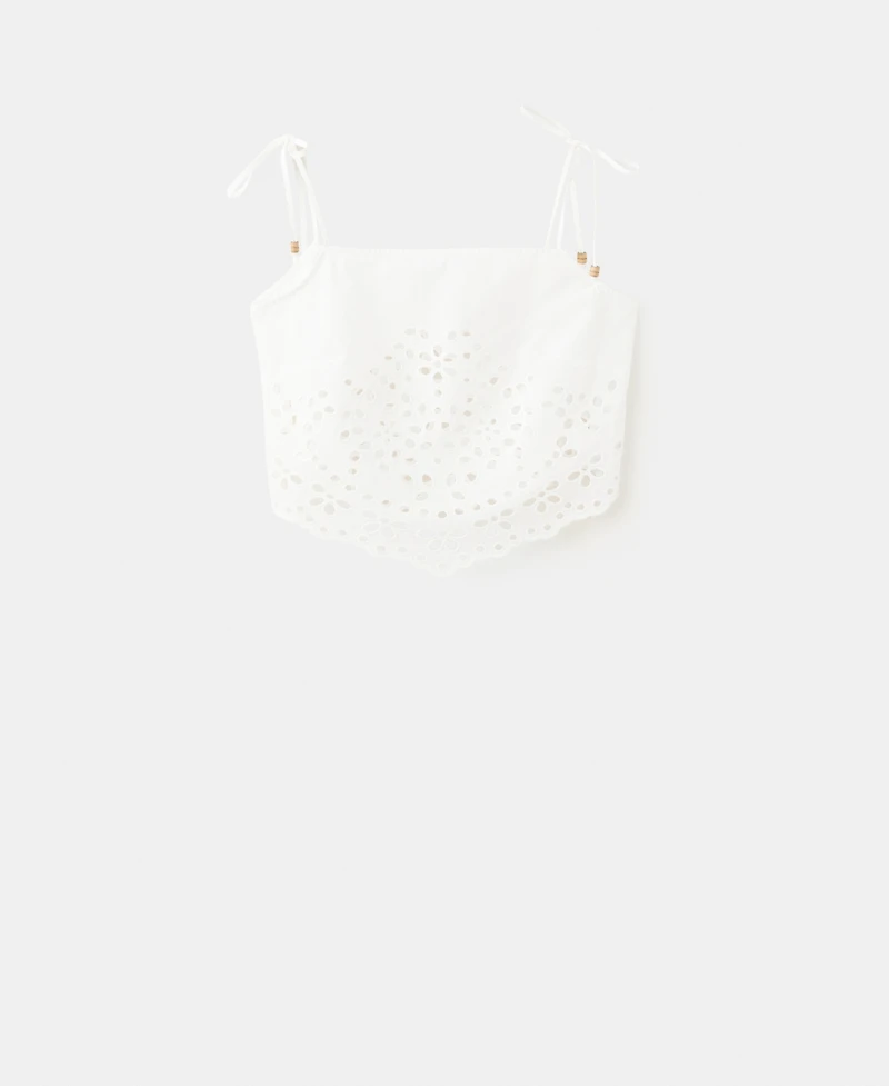 Mango Women's Embroidered Open-Work Top