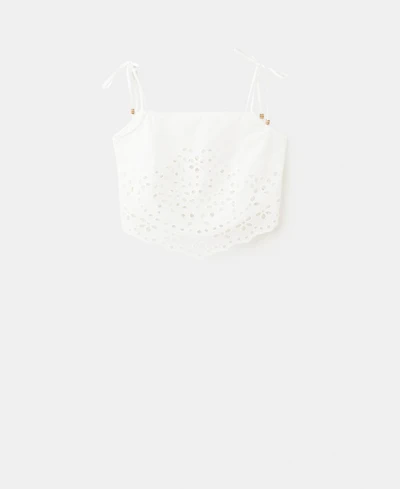 Mango Women's Embroidered Open-Work Top