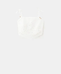 Mango Women's Embroidered Open-Work Top
