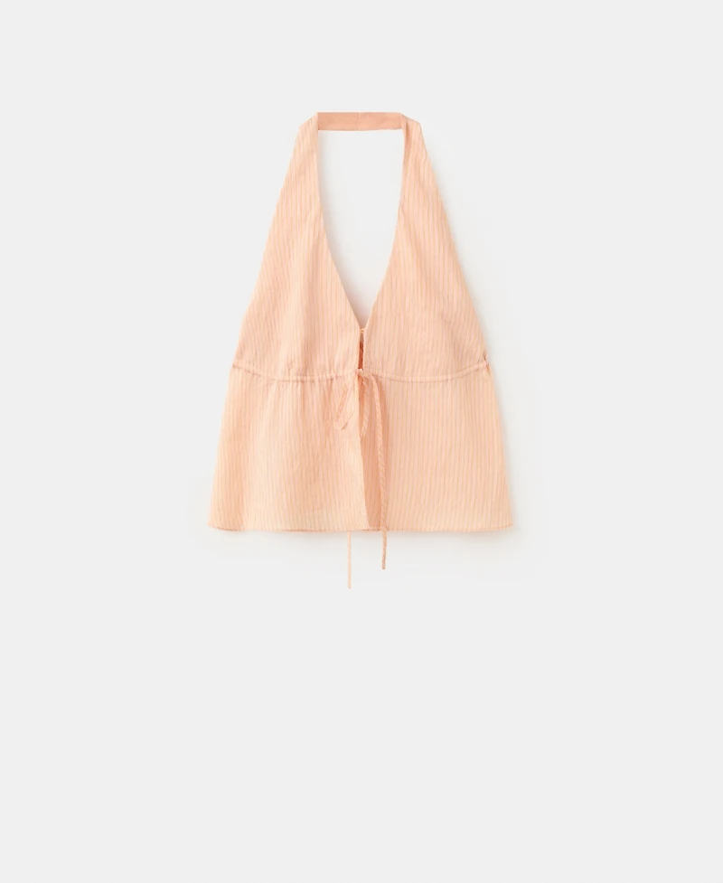 Mango Women's Striped Lyocell Halter Top