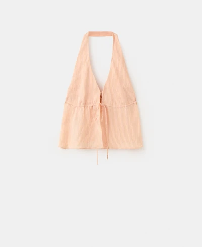 Mango Women's Striped Lyocell Halter Top
