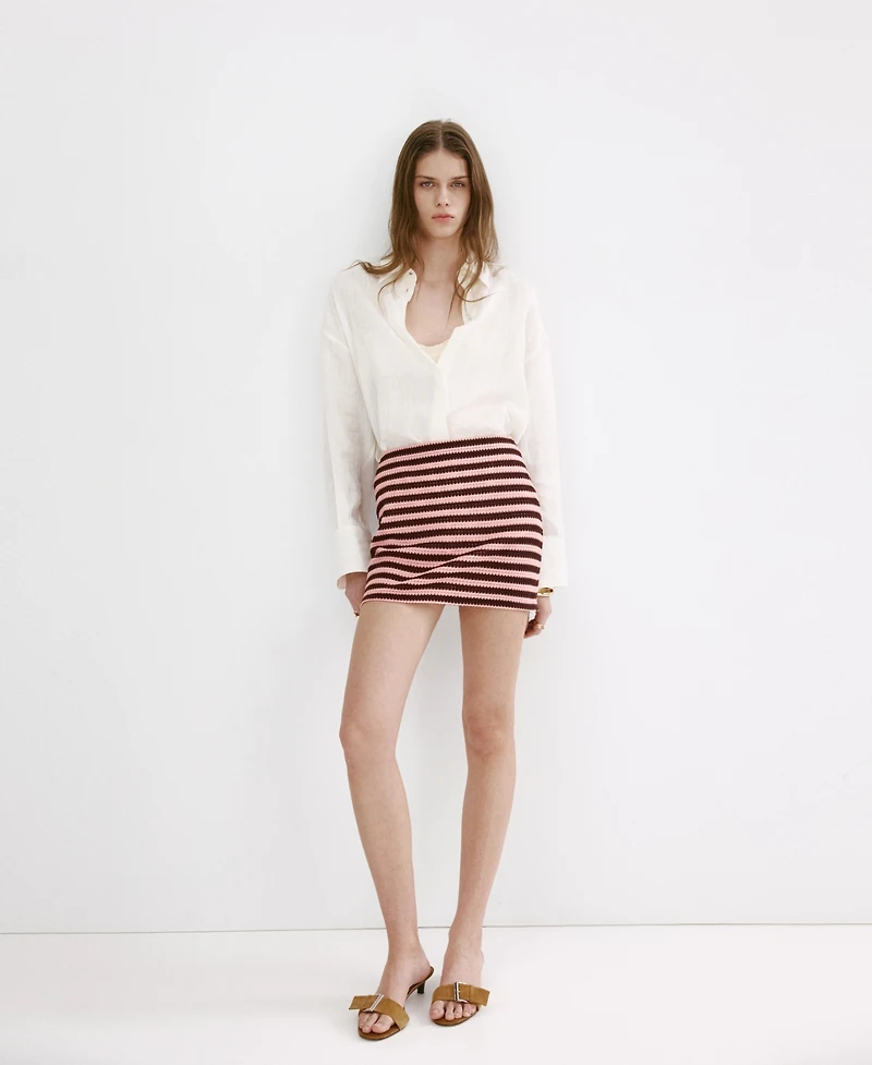 Mango Women's Striped Knitted Skirt