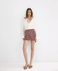 Mango Women's Striped Knitted Skirt