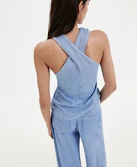 Mango Women's Crossed-Strap Denim Top