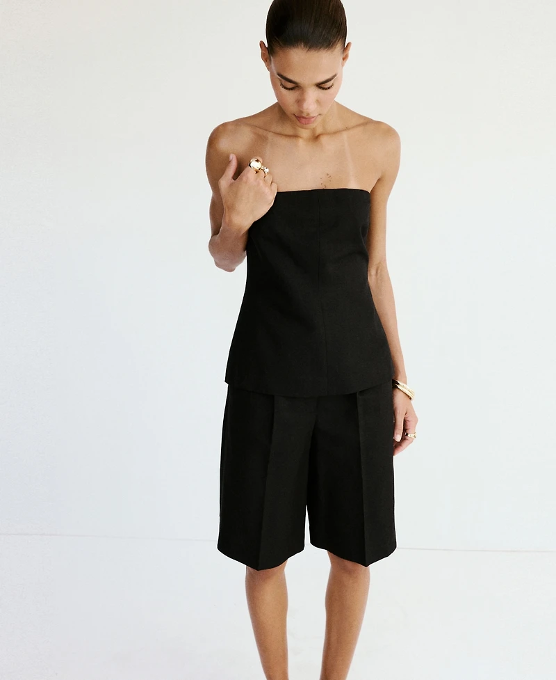 Mango Women's Straight Linen Bermuda Shorts
